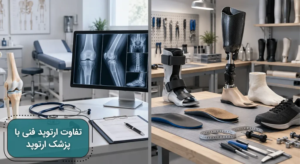 مقایسه خدمات پزشک ارتوپد با وسایل و خدمات ارتوپدی فنی مانند بریس، پروتز و کفی طبی